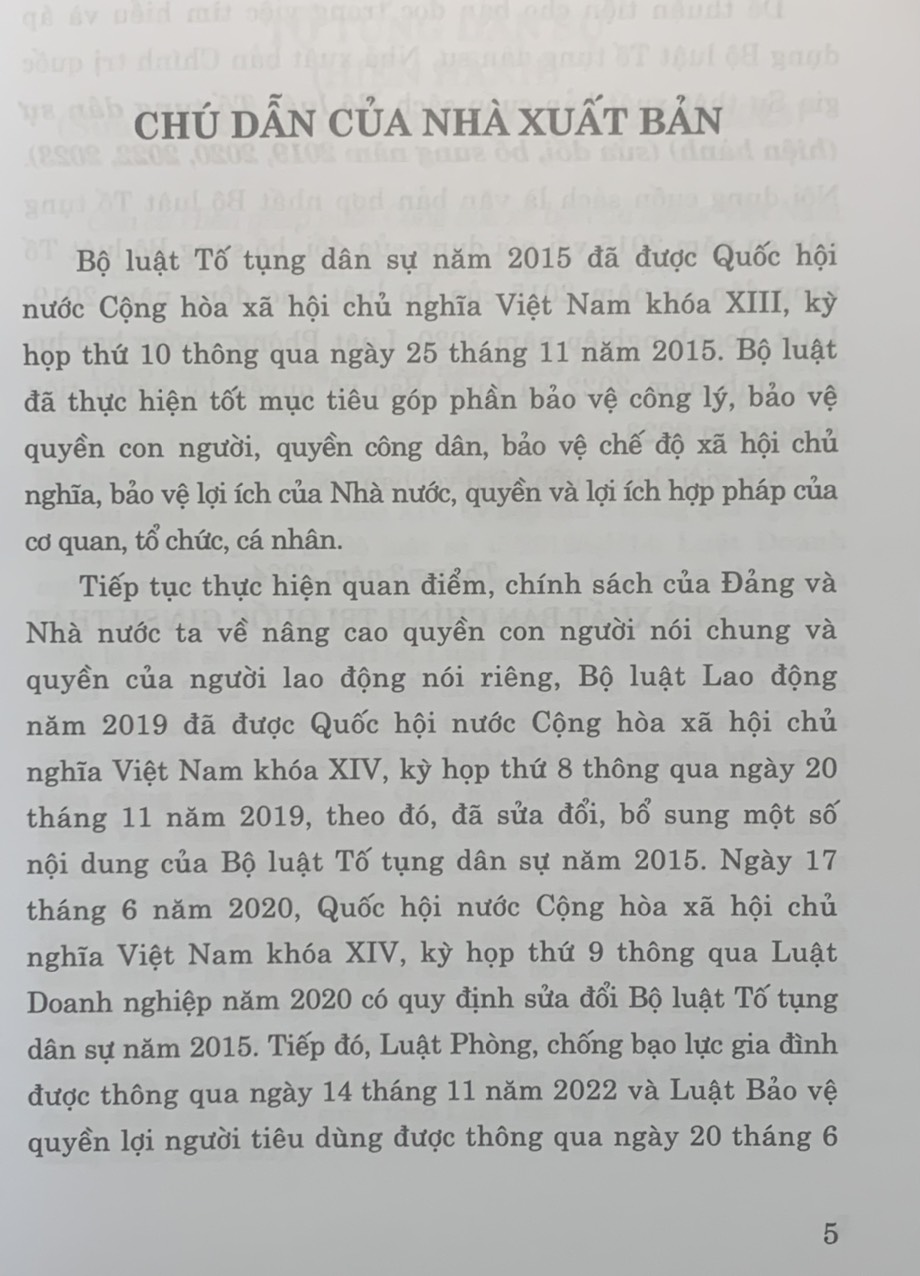Mô tả Sách - Bộ luật tố tụng dân sự (hiện hành) (sửa đổi, bổ sung năm 2019, 2020, 2022, 2023) - 3