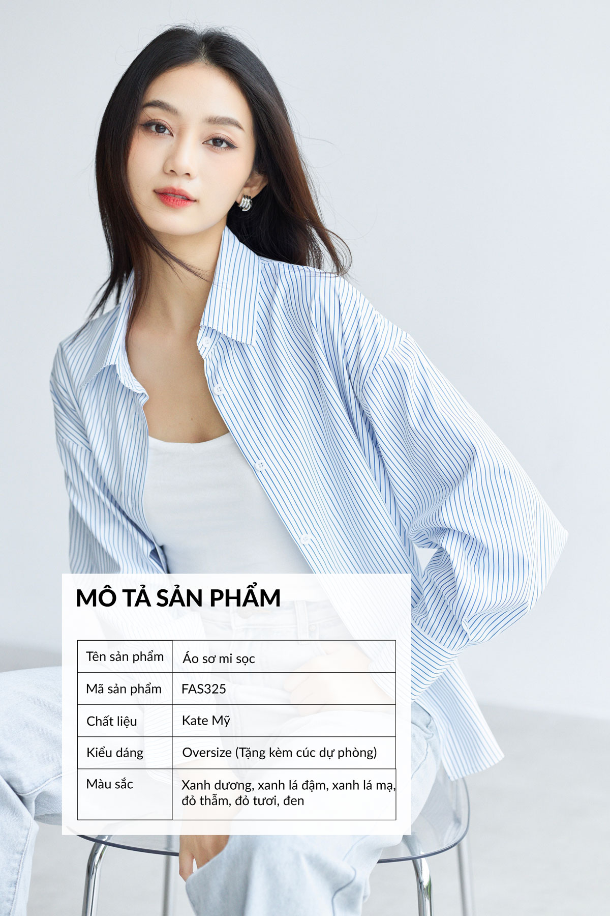 Áo sơ mi kẻ sọc nữ GILLEE FAS325