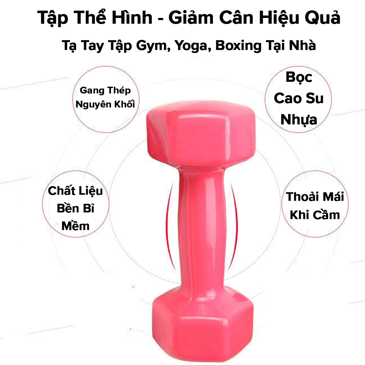 Mô tả Tạ Tay Tập Gym Yoga Boxing Thể Dục Tại Nhà 0,5kg 1kg 1,5kg 2kg Lõi Gang Bọc Cao Su Nhựa Chống Xước Vỡ Sàn Nhà - Amalife - 5