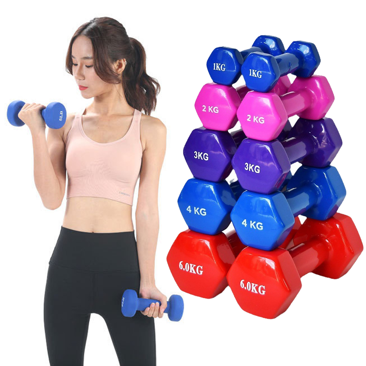 Mô tả Tạ Tay Tập Gym Yoga Boxing Thể Dục Tại Nhà 0,5kg 1kg 1,5kg 2kg Lõi Gang Bọc Cao Su Nhựa Chống Xước Vỡ Sàn Nhà - Amalife - 7