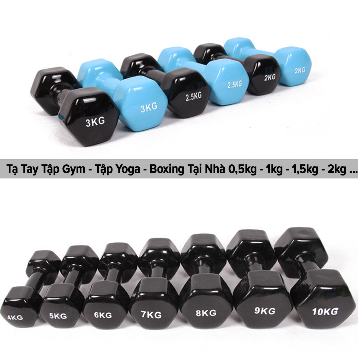 Mô tả Tạ Tay Tập Gym Yoga Boxing Thể Dục Tại Nhà 0,5kg 1kg 1,5kg 2kg Lõi Gang Bọc Cao Su Nhựa Chống Xước Vỡ Sàn Nhà - Amalife - 10
