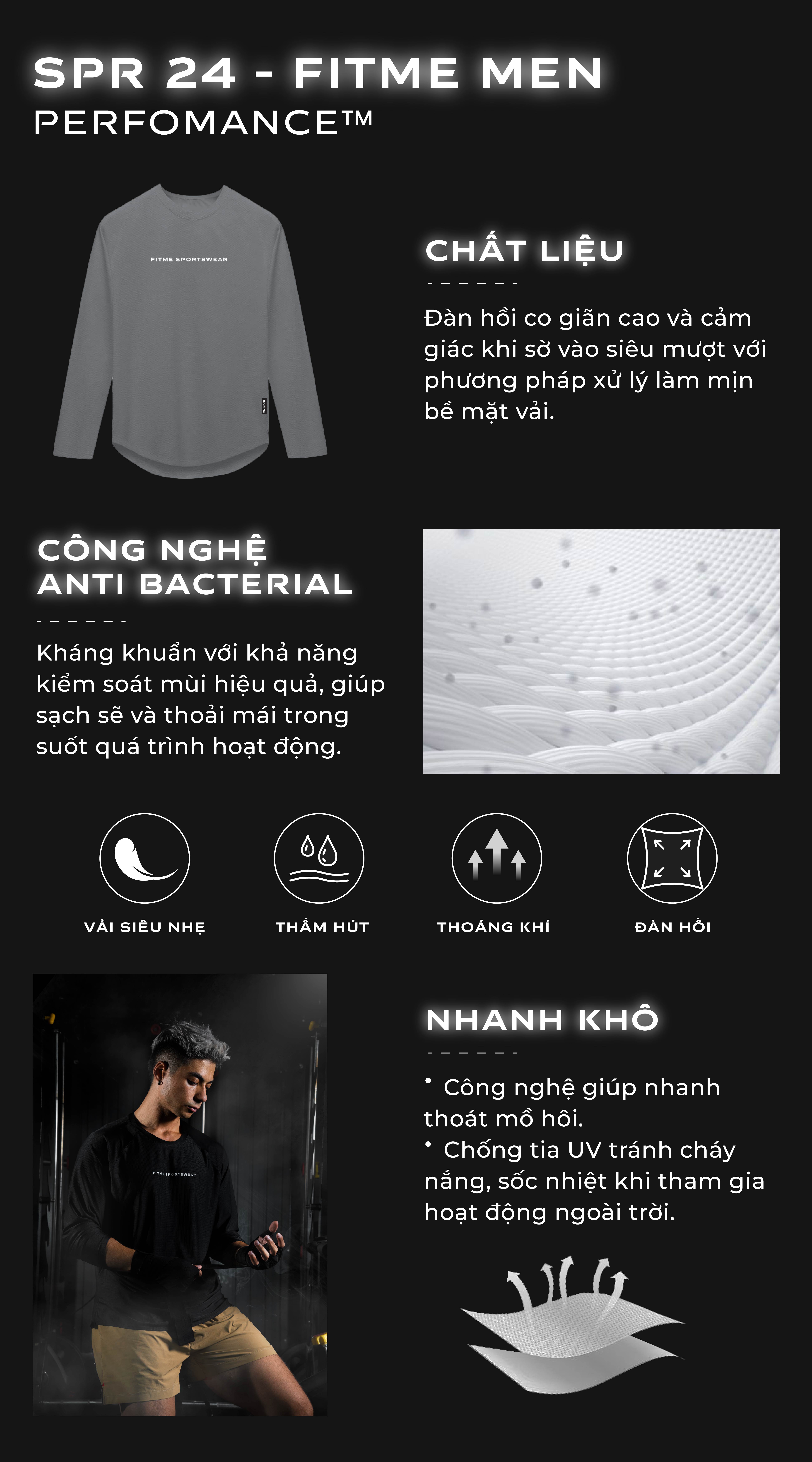Mô tả Áo tập gym nam tay dài Fitme Performance 2.0 form oversize thể thao co giãn 4 chiều, hỗ trợ boxing chạy bộ AOTD01 - 2