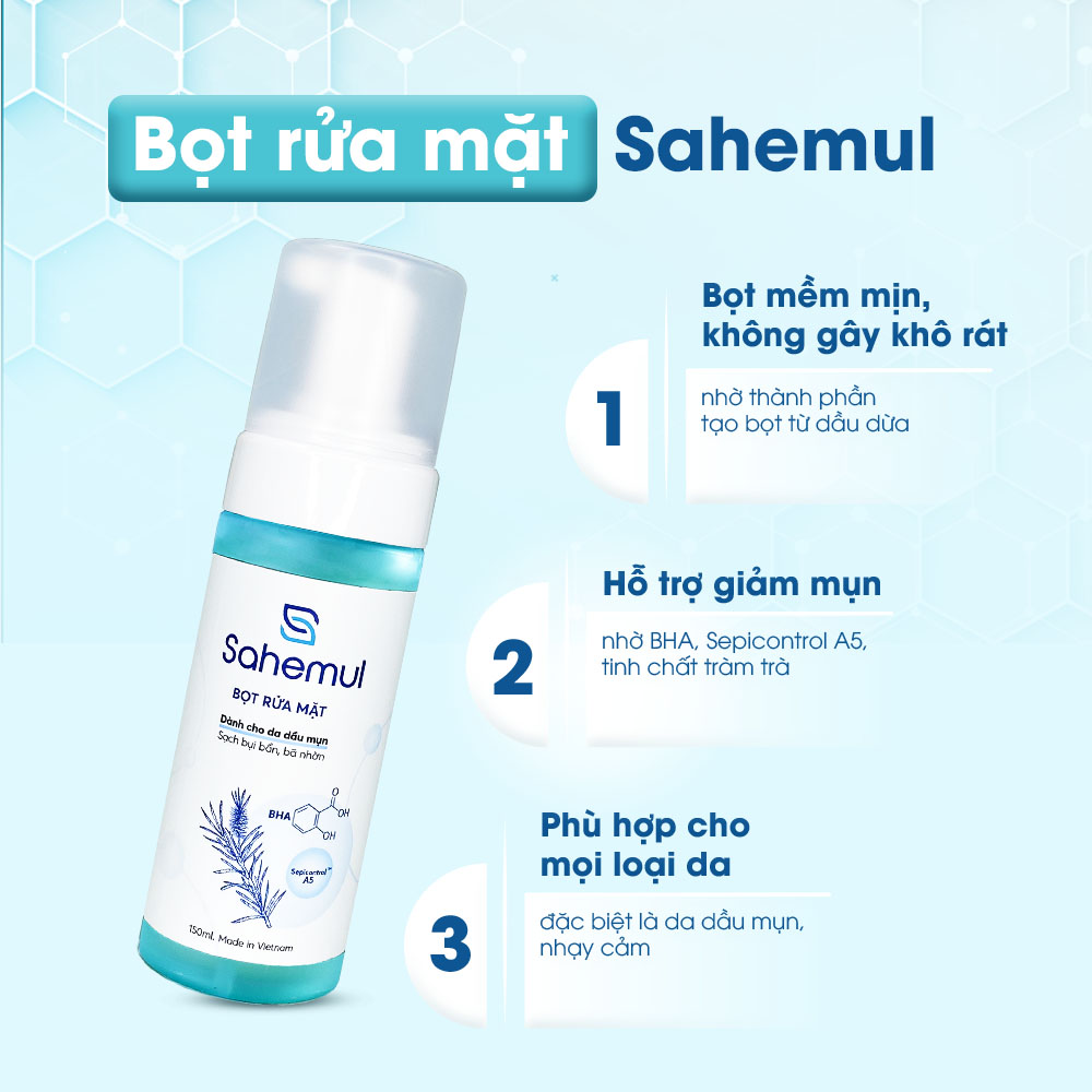 Bọt Rửa Mặt Sahemul cho da mụn