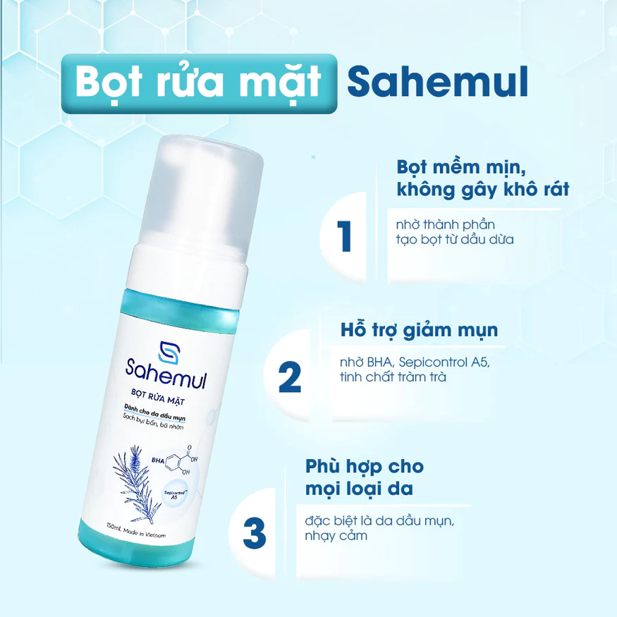 Bọt rửa mặt Sahemul cho da dầu mụn