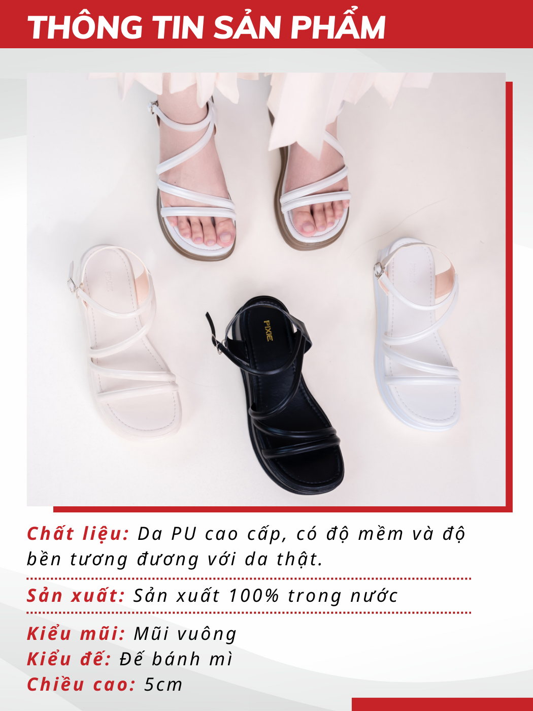 Mô tả Giày Sandal Nữ Đế Xuồng 5cm Quai Mảnh Pixie H307 - 2