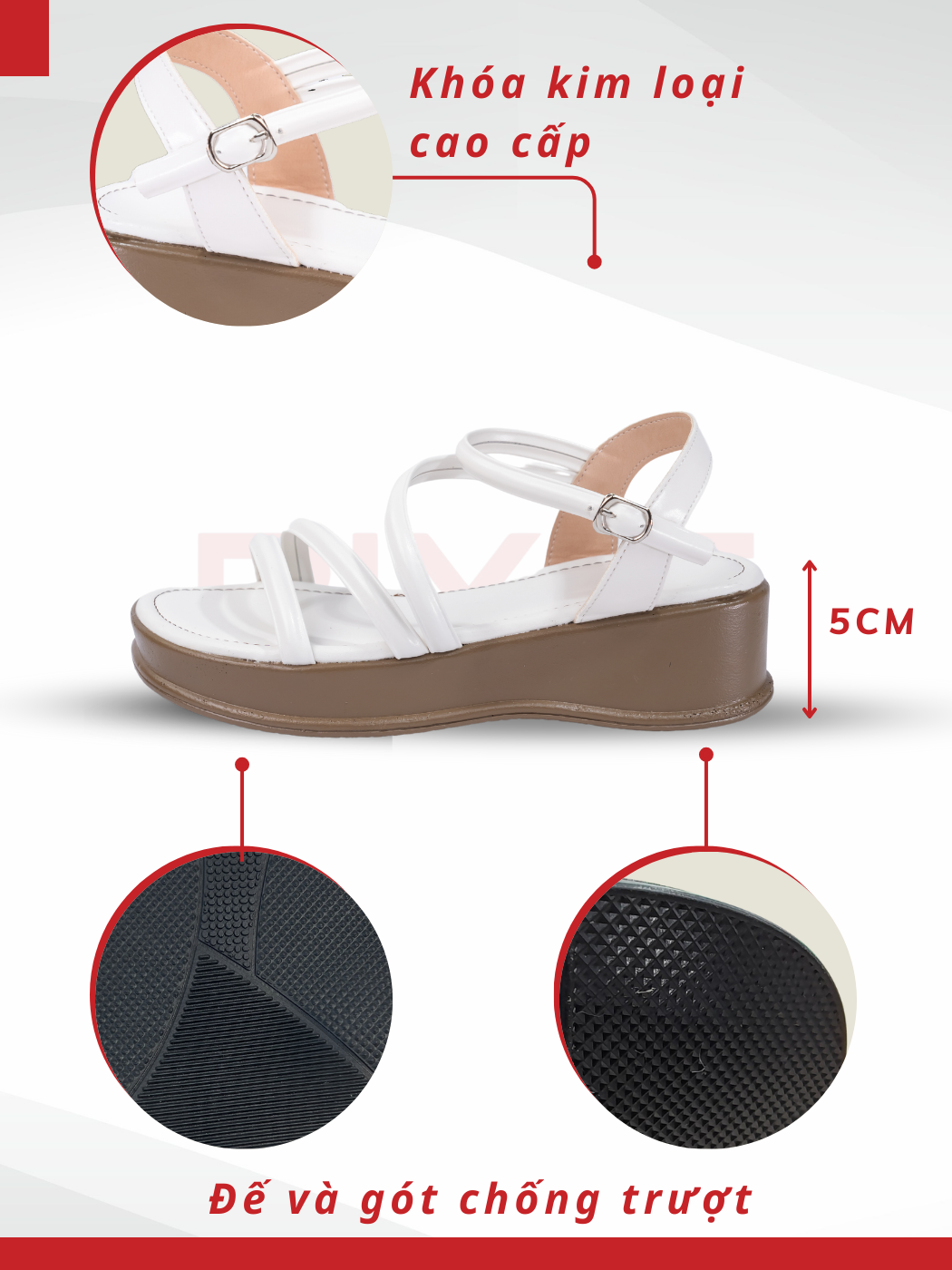 Mô tả Giày Sandal Nữ Đế Xuồng 5cm Quai Mảnh Pixie H307 - 3
