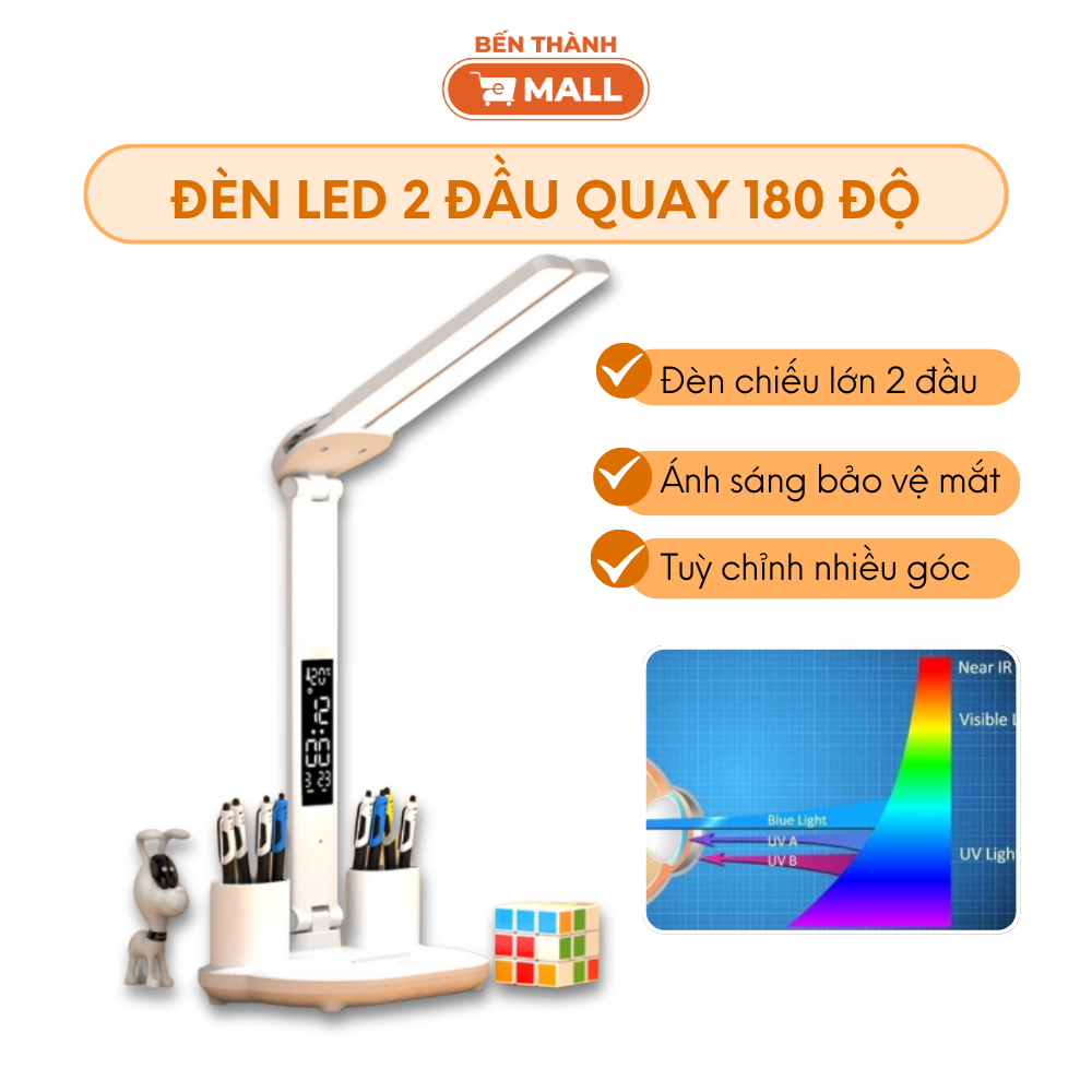 Đèn LED bàn học 2 đầu quay 10 độ bảo vệ mắt [đèn chống ánh sáng xanh ...