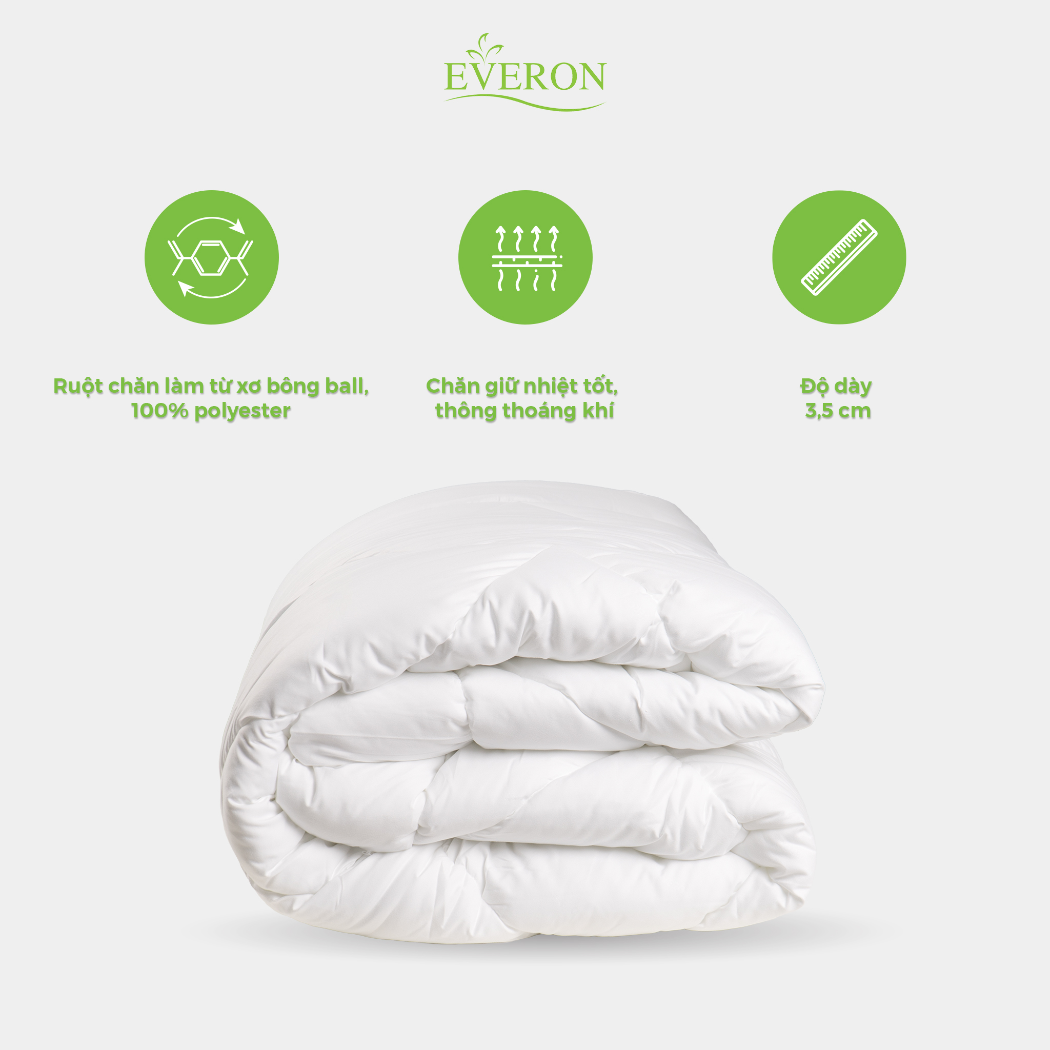 Mô tả Ruột chăn truyền thống Original Low Everon (Dày 3.5cm) siêu ấm, nhiều kích thước (OL) - 1