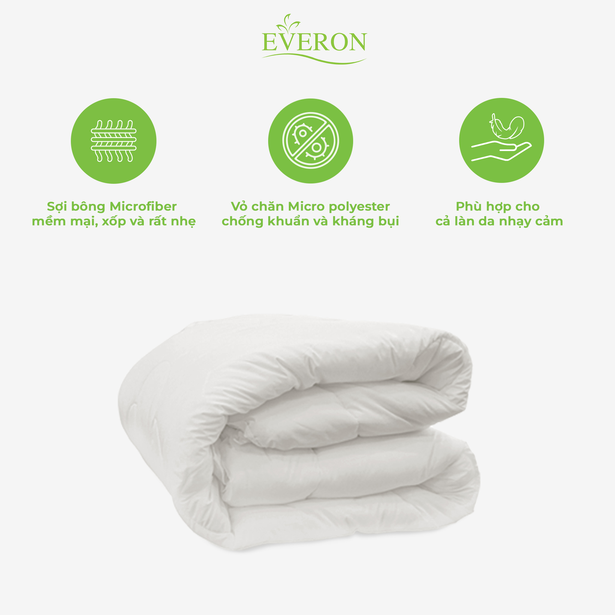 Mô tả Ruột chăn cao cấp Micro Everon (Dày 5.5cm) siêu nhẹ, siêu ấm nhiều kích thước - 1