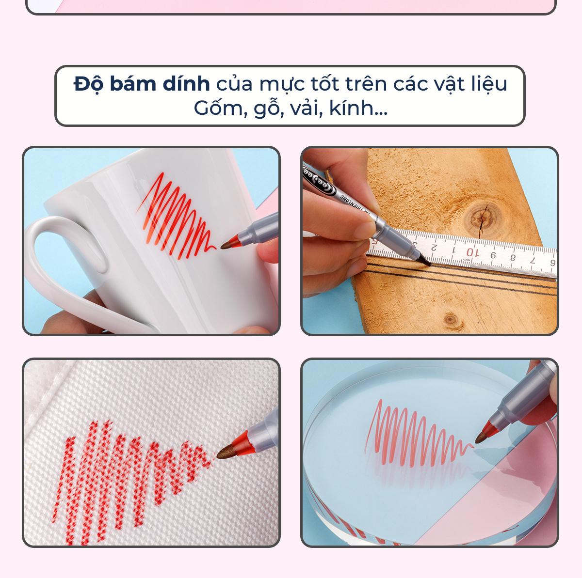 Mô tả Combo 5/10/20 Bút lông dầu 2 đầu bút Thiên Long PM-04 bám dính tốt trên các vật liệu: Giấy, gỗ,nhựa, thủy tinh, gốm, sứ - 11