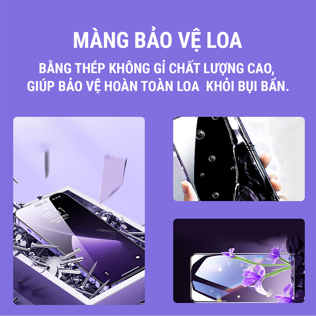 Kính Cường Lực iPhone Khung Tự Dán, Tự Hút Bụi, Chống Nhìn Trộm, Full Màn - Ốp iP X/XS/11/12/13/14/15/16/17/18Pro/MaxAir – ảnh mô tả chi tiết 4
