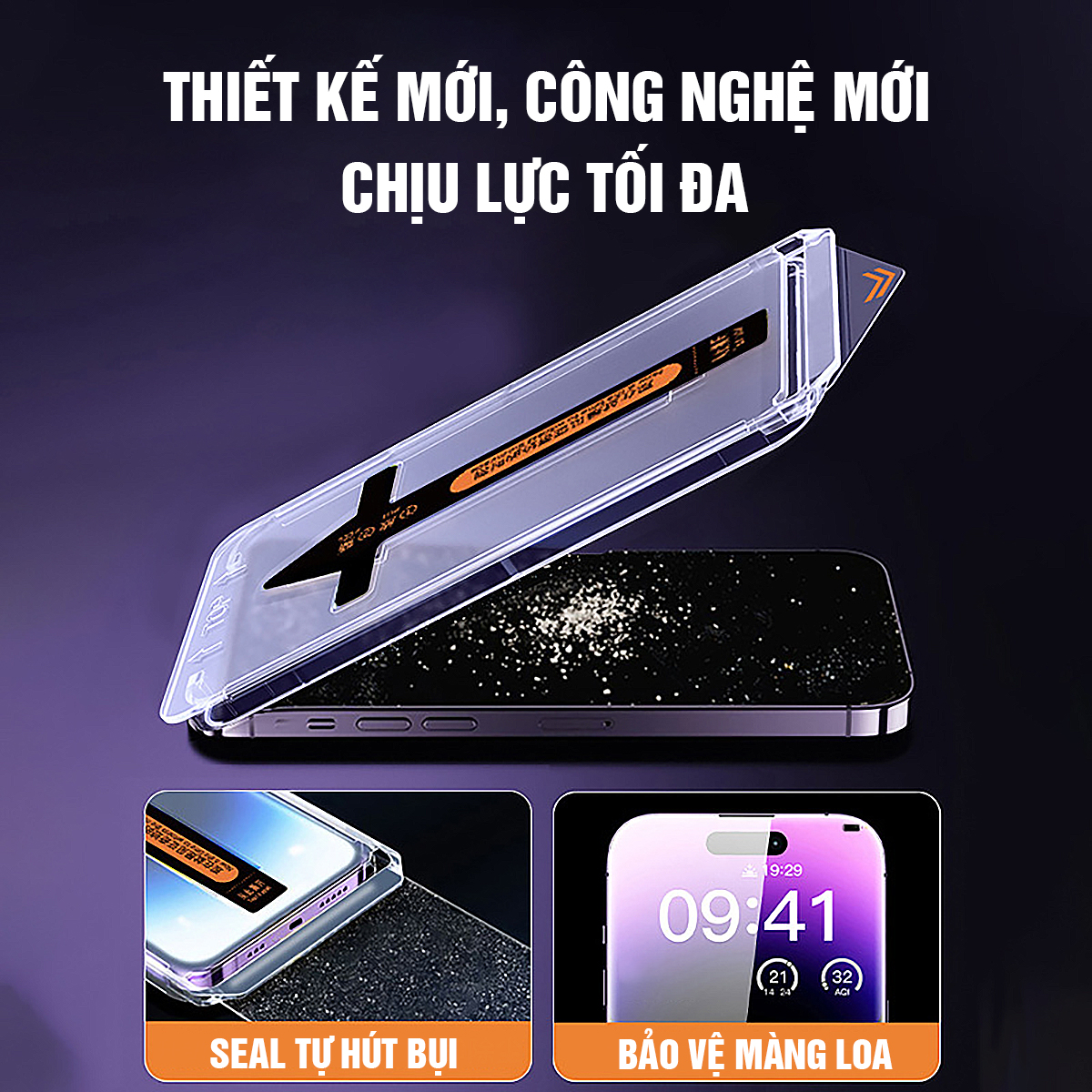 Kính Cường Lực iPhone Khung Tự Dán, Tự Hút Bụi, Chống Nhìn Trộm, Full Màn - Ốp iP X/XS/11/12/13/14/15/16/17/18Pro/MaxAir – ảnh mô tả chi tiết 6