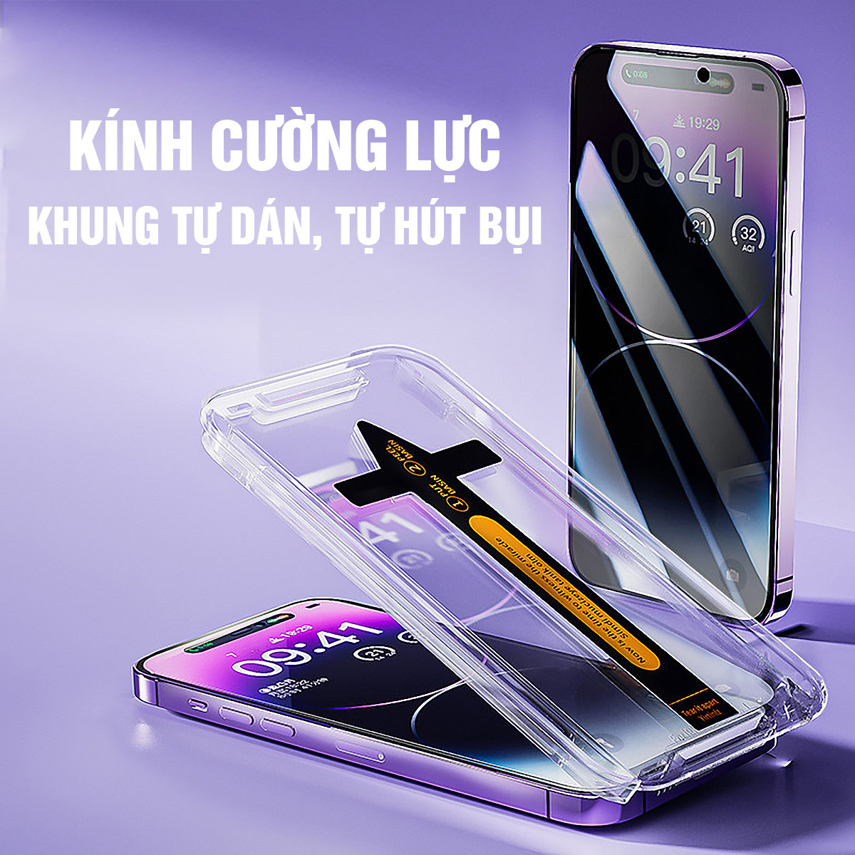 Kính Cường Lực iPhone Khung Tự Dán, Tự Hút Bụi, Chống Nhìn Trộm, Full Màn - Ốp iP X/XS/11/12/13/14/15/16/17/18Pro/MaxAir – ảnh mô tả chi tiết 7