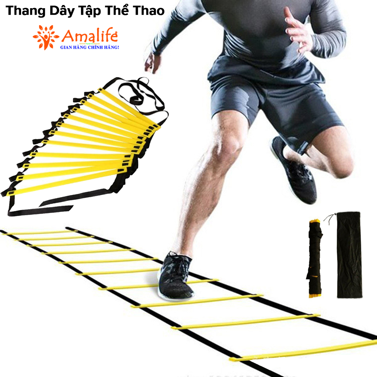 Mô tả Thang Dây Tập Luyện Thể Thao Thể Lực Tốc Độ - Thang Dây Tập Đá Bóng Đá Banh, Võ Thuật Gym Dài 3m – 6m Chính Hãng Amalife - 1