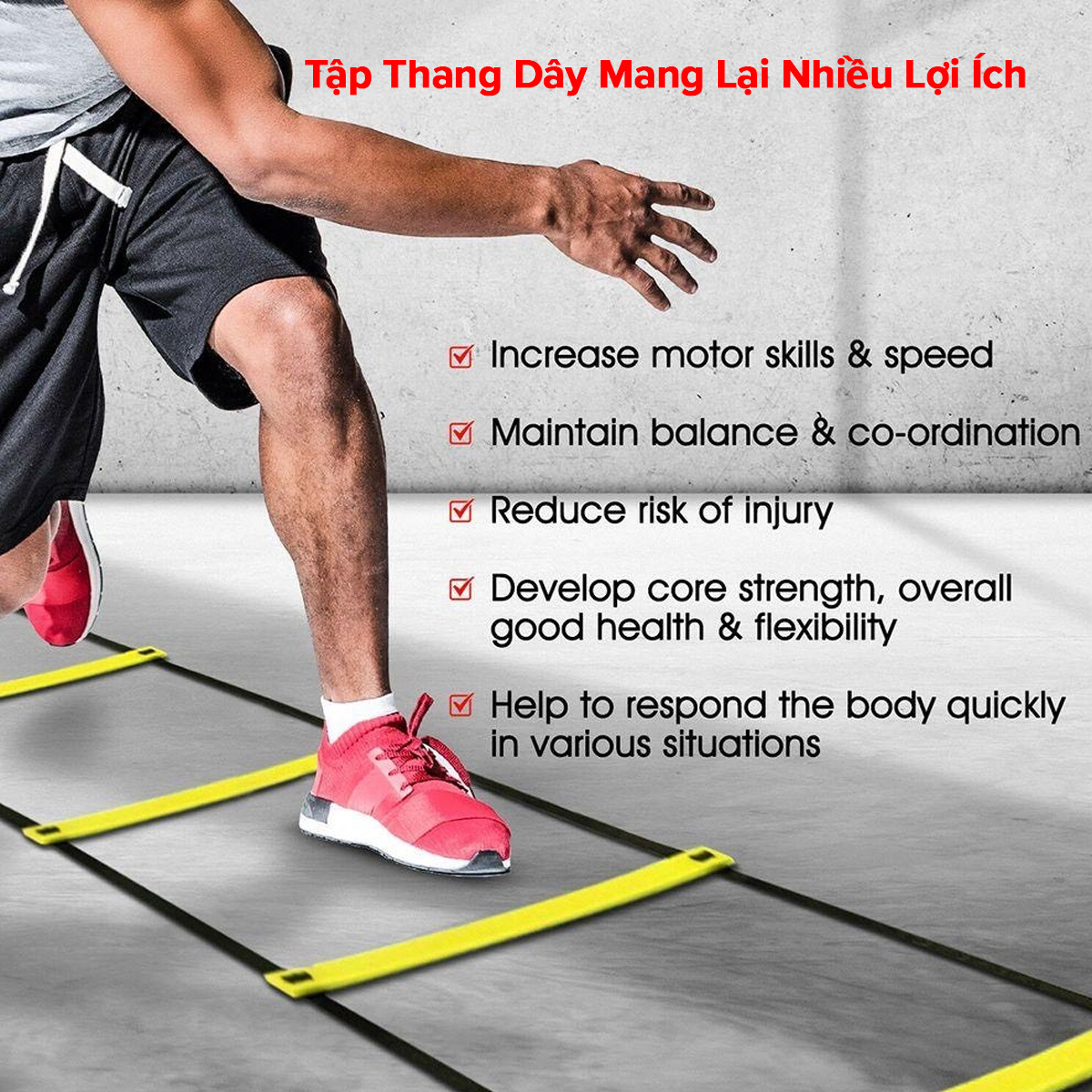 Mô tả Thang Dây Tập Luyện Thể Thao Thể Lực Tốc Độ - Thang Dây Tập Đá Bóng Đá Banh, Võ Thuật Gym Dài 3m – 6m Chính Hãng Amalife - 7