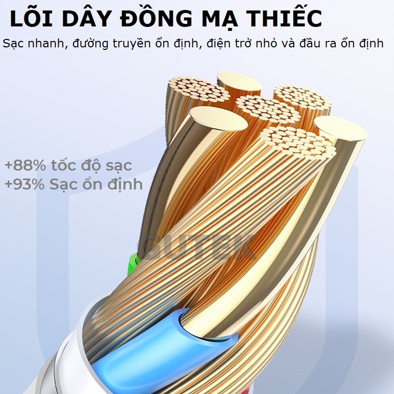 Mô tả Dây sạc nhanh 100W Type-C chính hãng có màn hình Led báo công suất cáp sạc – Gutek S520 - 3