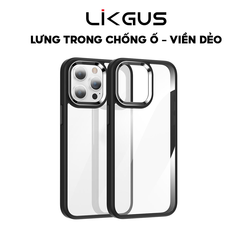 Mô tả Ốp Lưng Trong Cứng Likgus Chống Ố Vàng Dùng Cho IP 12-13-14-15-Pro-Plus-Promax - Viền Gờ Cam Kim Loại Siêu Đẹp - 1