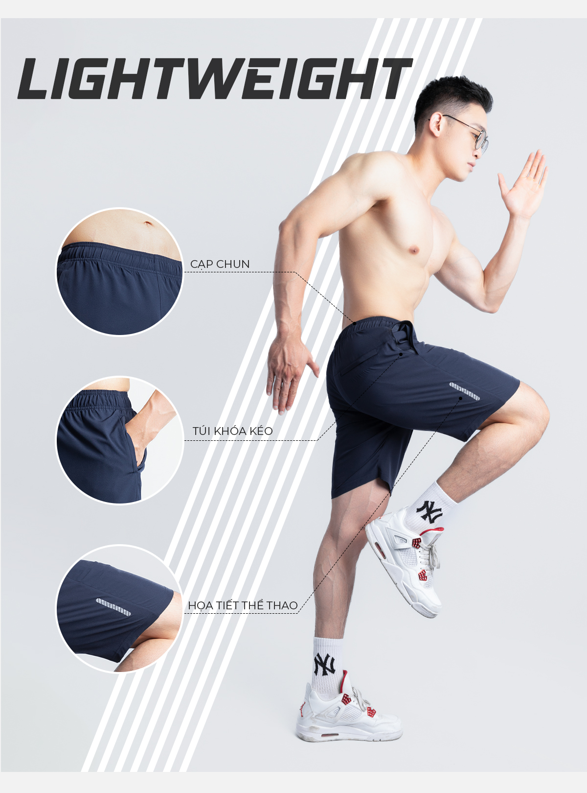 Form quần đùi thể thao nam Guzado