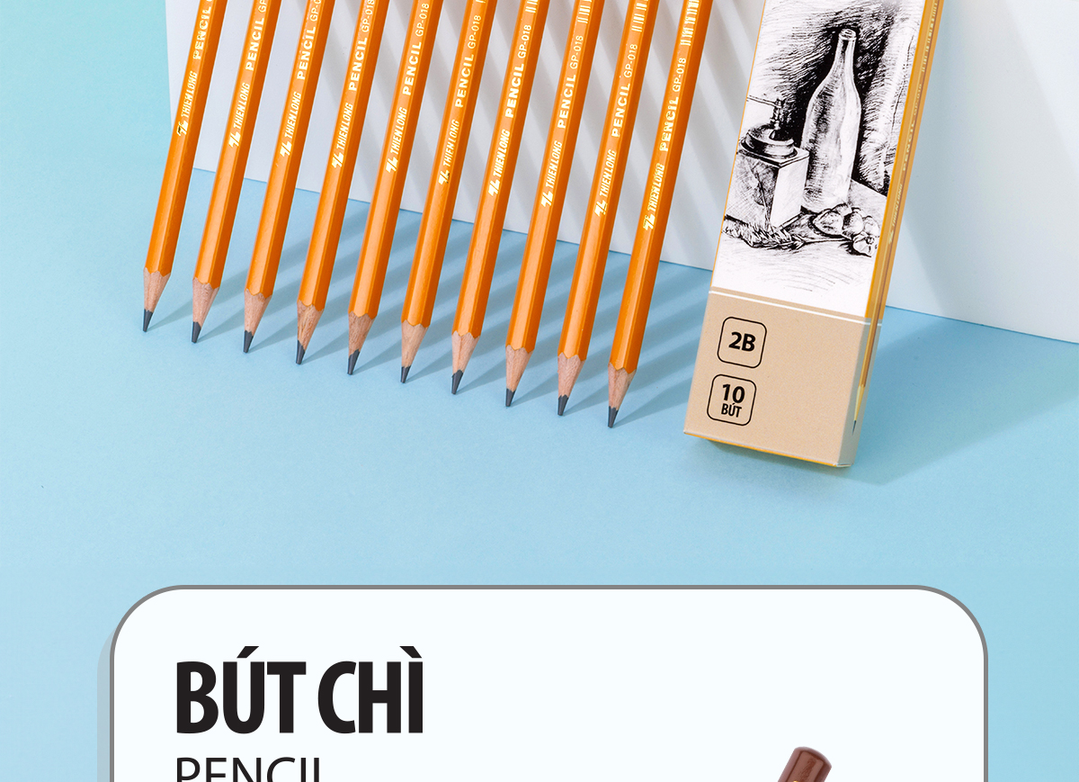 Mô tả Hộp 10 cây Bút chì gỗ lục giác Thiên Long GP-018- Độ cứng 2B- Thích hợp cho học sinh làm bài thi trắc nghiệm - 2