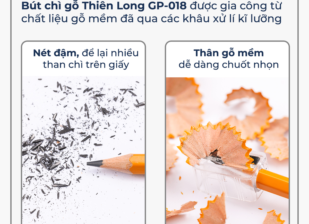 Mô tả Hộp 10 cây Bút chì gỗ lục giác Thiên Long GP-018- Độ cứng 2B- Thích hợp cho học sinh làm bài thi trắc nghiệm - 6