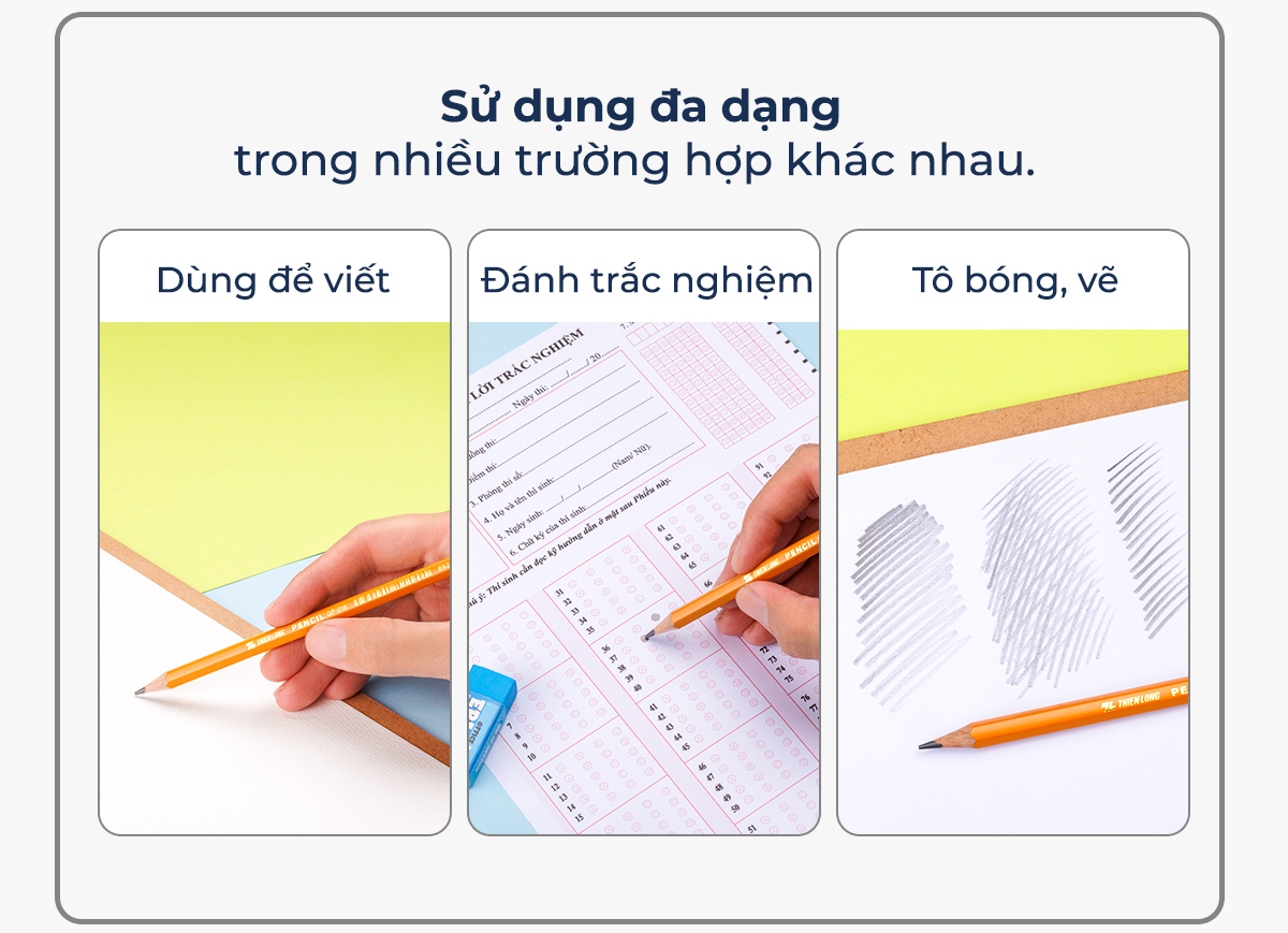 Mô tả Hộp 10 cây Bút chì gỗ lục giác Thiên Long GP-018- Độ cứng 2B- Thích hợp cho học sinh làm bài thi trắc nghiệm - 9