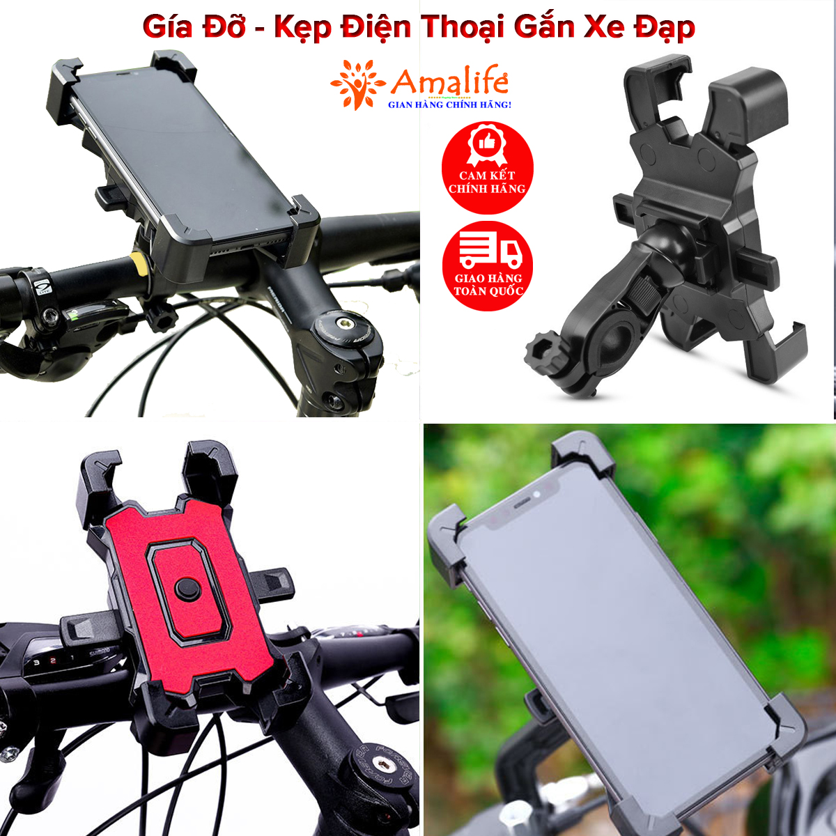 Mô tả Bộ Giá Đỡ - Kẹp Điện Thoại Gắn Xe Đạp Và Xe Máy Vô Cùng Chắc Chắn – Hàng Chính Hãng Amalife - 1
