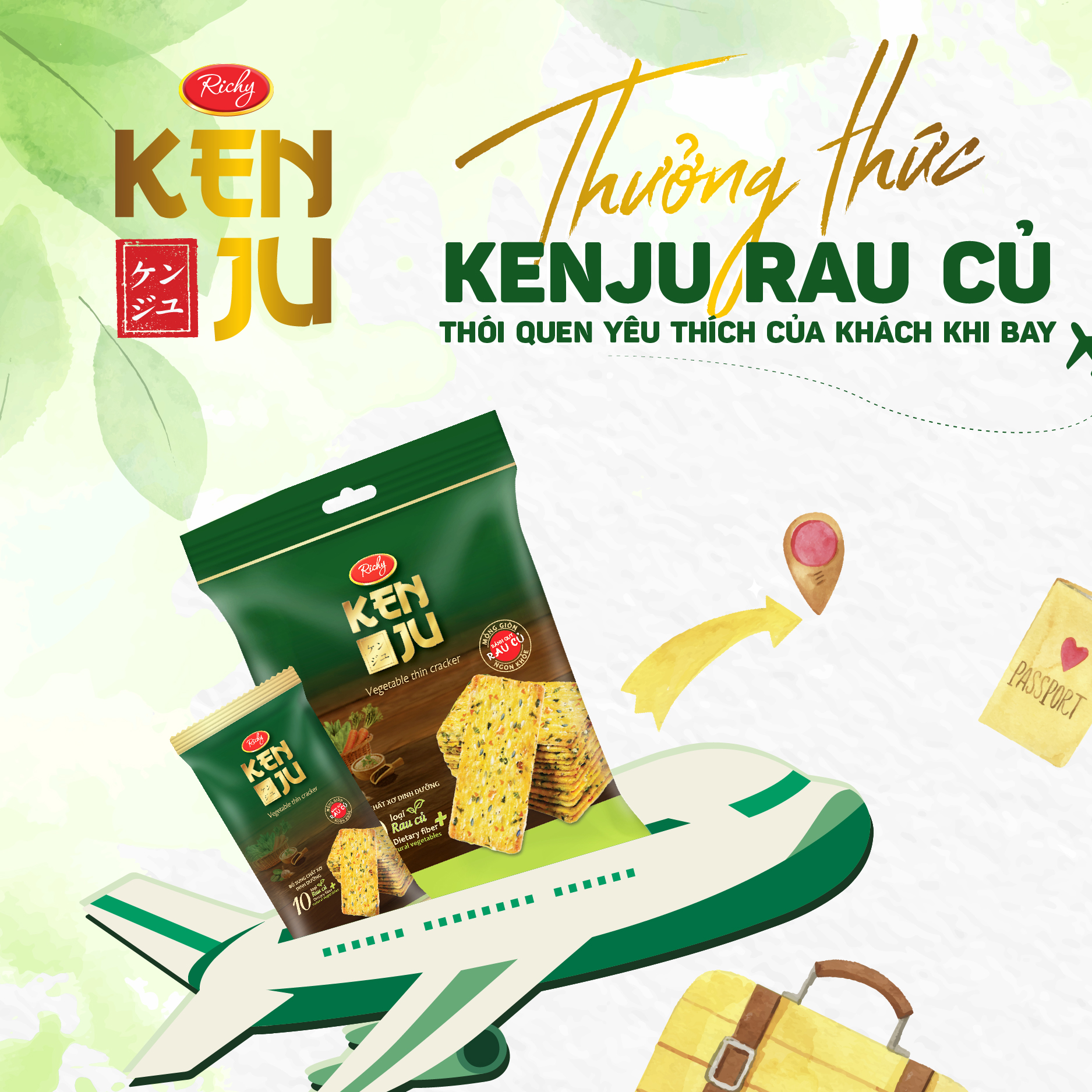 Mô tả Combo 3 túi bánh quy rau củ Kenju Richy 192g/túi - 1