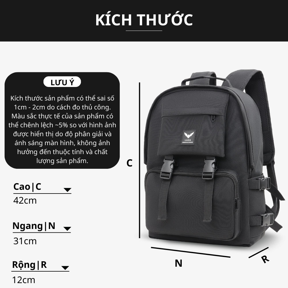 Mô tả Balo Ulzzang Thời Trang LAZA Geness Backpack 468 - Phù Hợp Laptop 15.6 Inch - 2