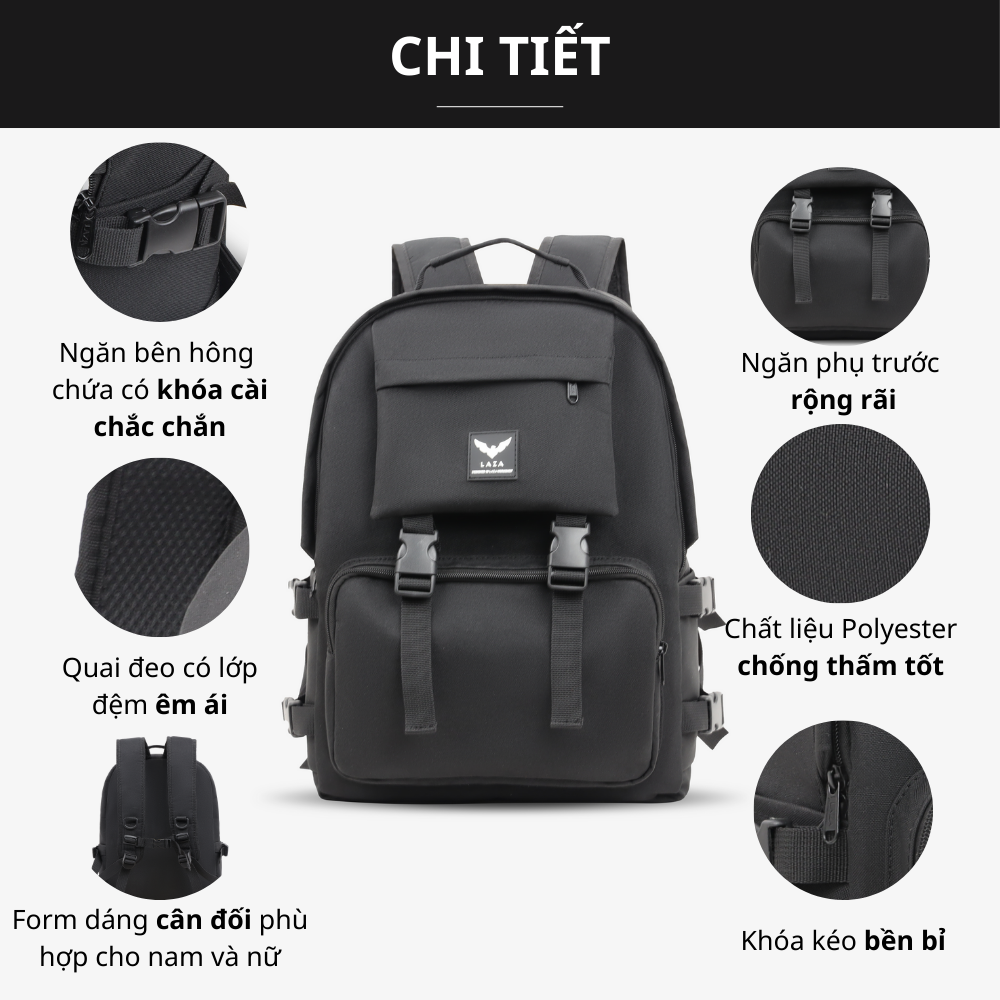 Mô tả Balo Ulzzang Thời Trang LAZA Geness Backpack 468 - Phù Hợp Laptop 15.6 Inch - 3