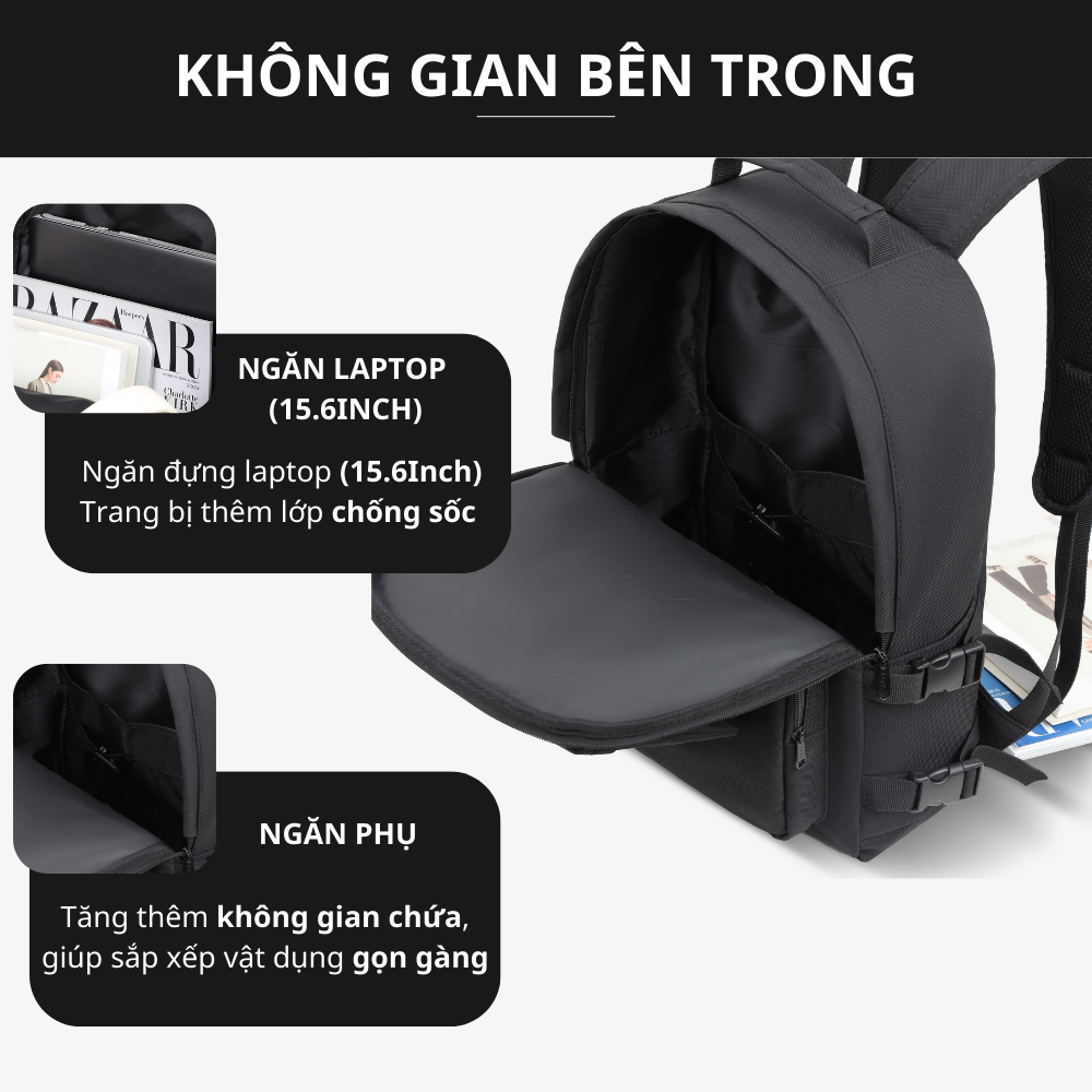 Mô tả Balo Ulzzang Thời Trang LAZA Geness Backpack 468 - Phù Hợp Laptop 15.6 Inch - 4