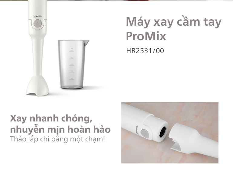 Mô tả Máy xay cầm tay PHILIPS Promix HR2531 /00 650W thanh tay nhựa - Hàng Chính Hãng - 2