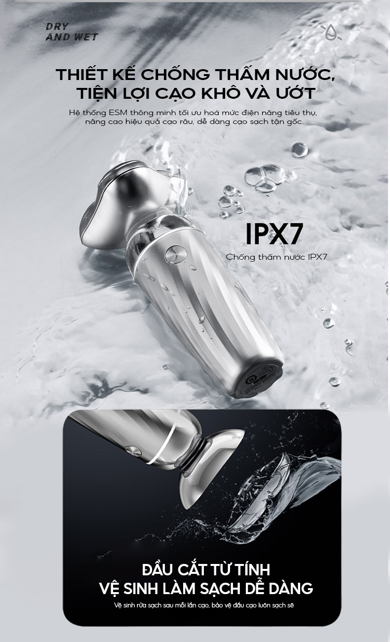 Mô tả Máy cạo râu Enchen X7 đầu cắt 3D chống nước IPX7, lưỡi dao tự mài, pin chờ 90 ngày - BH 6 tháng - 8