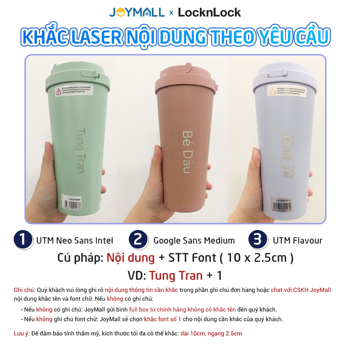 Kích thước Ly giữ nhiệt LocknLock LHC3249 và LHC3271