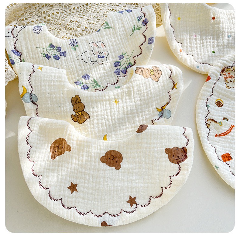 Mô tả Yếm Tròn Xô Muslin 6 Lớp Cho Bé Dày Dặn Thấm Hút Tốt Mềm Mại Bấm Nút Tiện Lợi, Yếm Xô Tròn Cho bé - 4