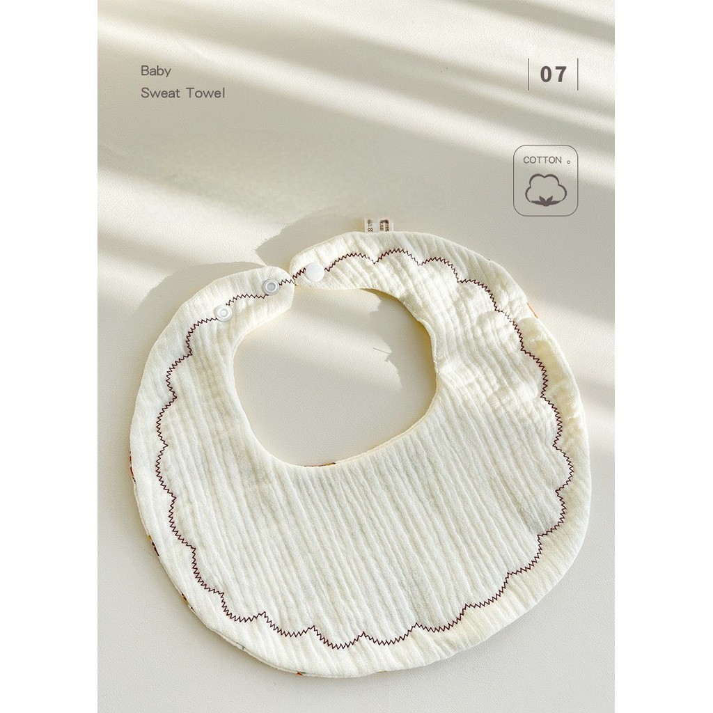 Mô tả Yếm Tròn Xô Muslin 6 Lớp Cho Bé Dày Dặn Thấm Hút Tốt Mềm Mại Bấm Nút Tiện Lợi, Yếm Xô Tròn Cho bé - 5
