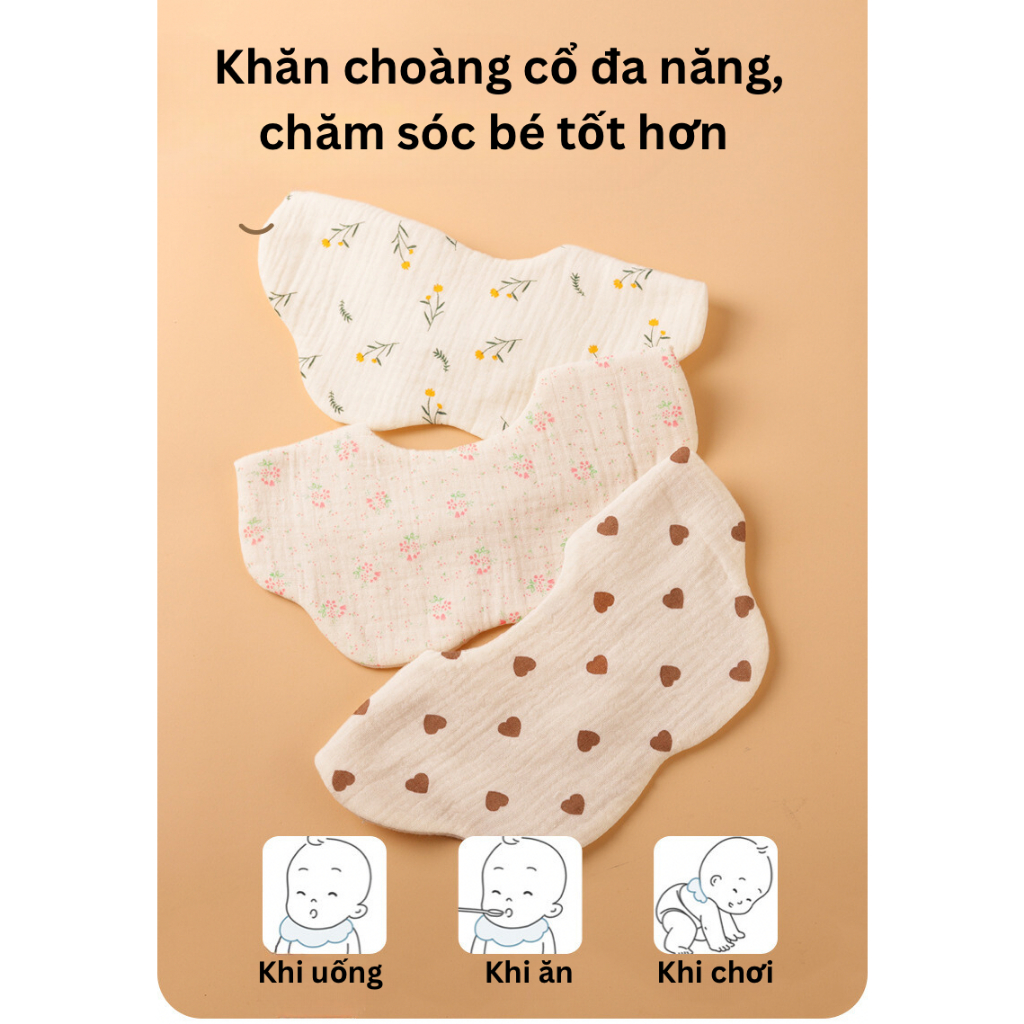 Mô tả Yếm Tròn Hình Hoa Xô Muslin Siêu Mềm, Mịn Cho Bé Từ Sơ Sinh Đến Khi Ăn Dặm - 5