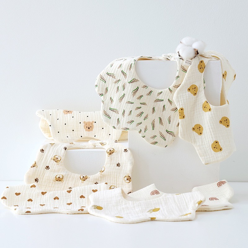 Mô tả Yếm Tròn Hình Hoa Xô Muslin Siêu Mềm, Mịn Cho Bé Từ Sơ Sinh Đến Khi Ăn Dặm - 7