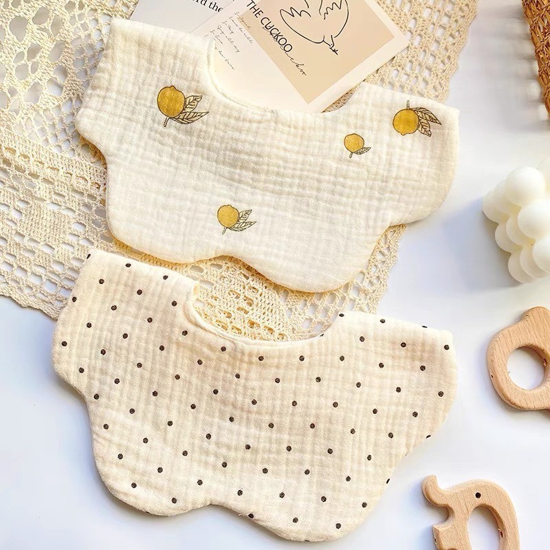 Mô tả Yếm Tròn Hình Hoa Xô Muslin Siêu Mềm, Mịn Cho Bé Từ Sơ Sinh Đến Khi Ăn Dặm - 9