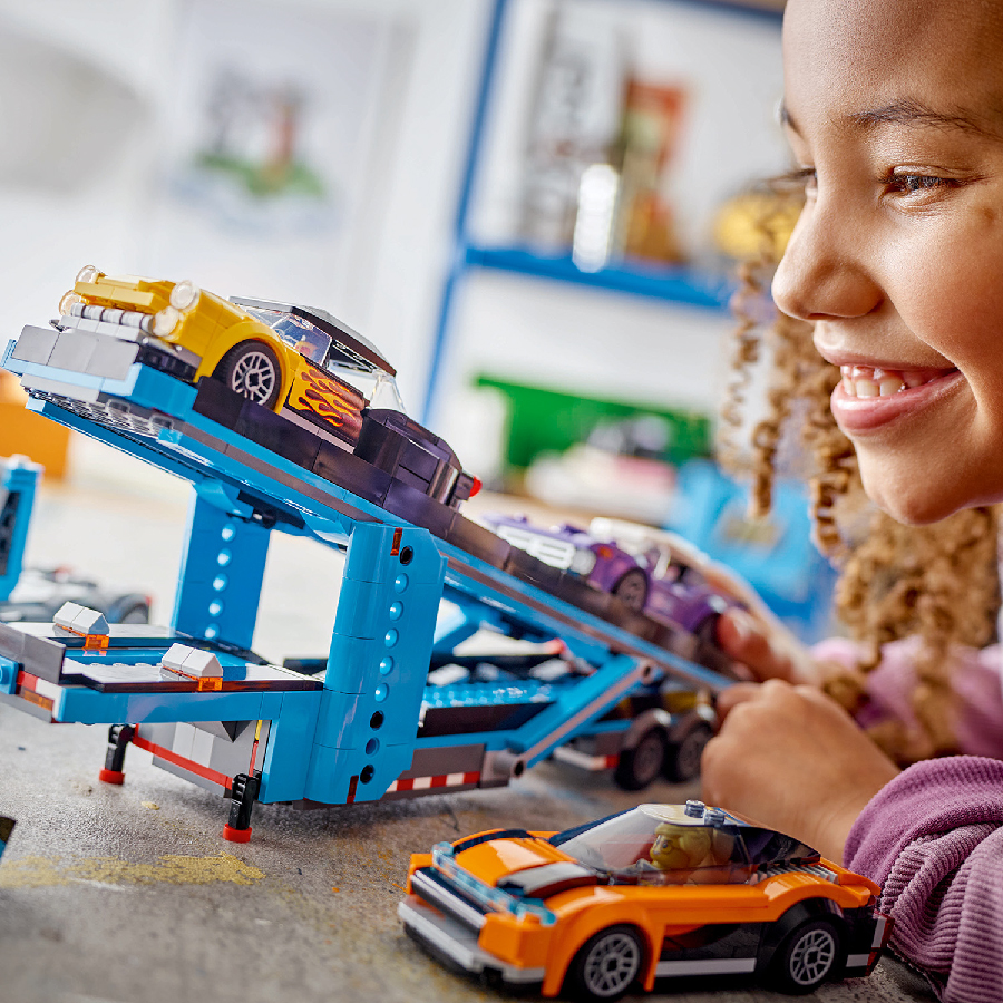 LEGO CITY 60408 Đồ Chơi Lắp Ráp Xe Tải Vận Chuyển Xe Đua Thể