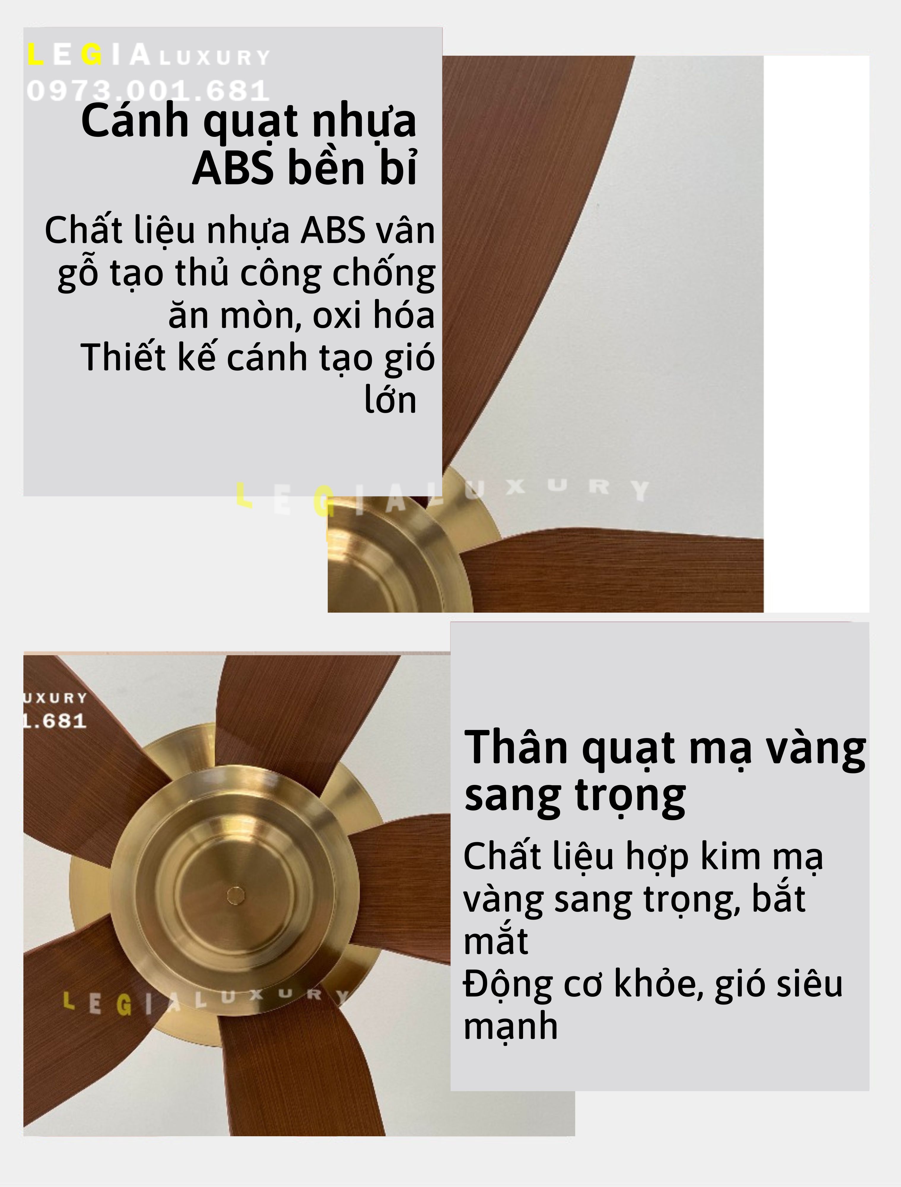 Mô tả Quạt trần MẠ VÀNG 24K LGFAN869 | Quạt trần hiện đại đẹp VIP LUXURY 2025 - 3