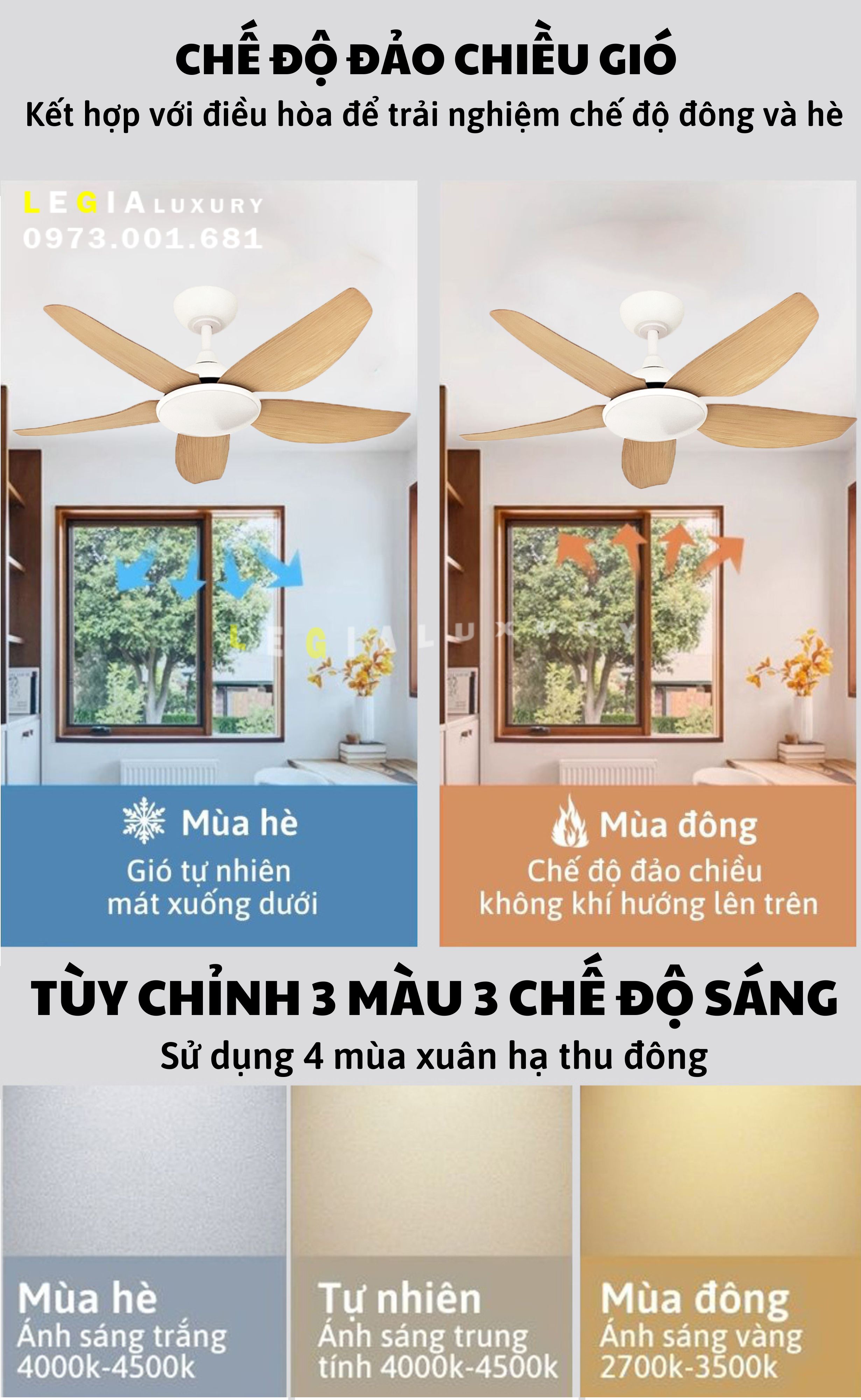 Mô tả Quạt Trần Chung Cư Cổ Ngắn Gió Mạnh | Quạt trần Lê Gia Bảo Hành 5 Năm - 1