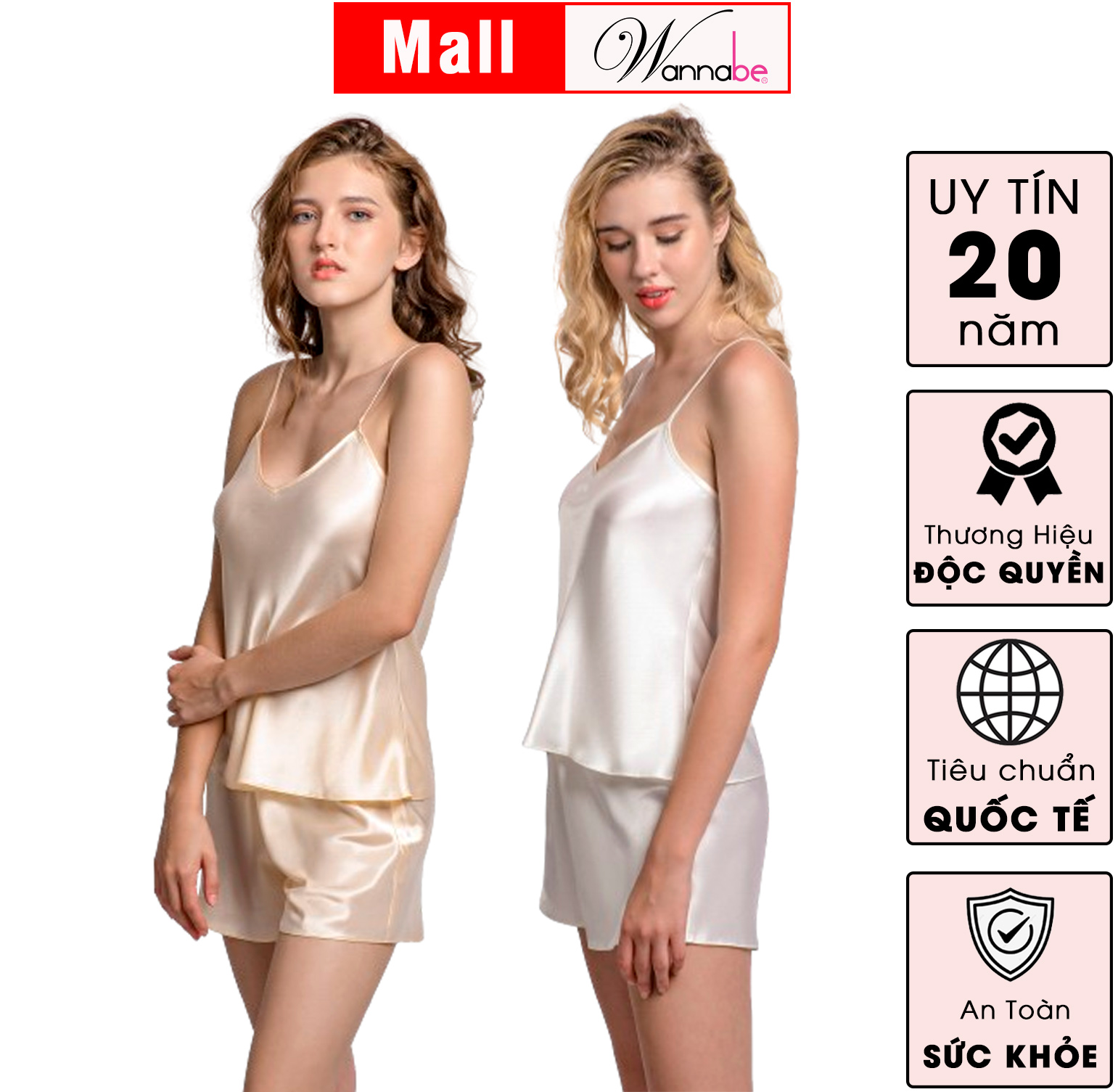 Mô tả COMBO 2 đồ bộ mặc nhà WANNABE đồ ngủ nữ quần sọt áo 2 dây lụa mịn mát kiểu đơn giản thoải mái BS612 - 2