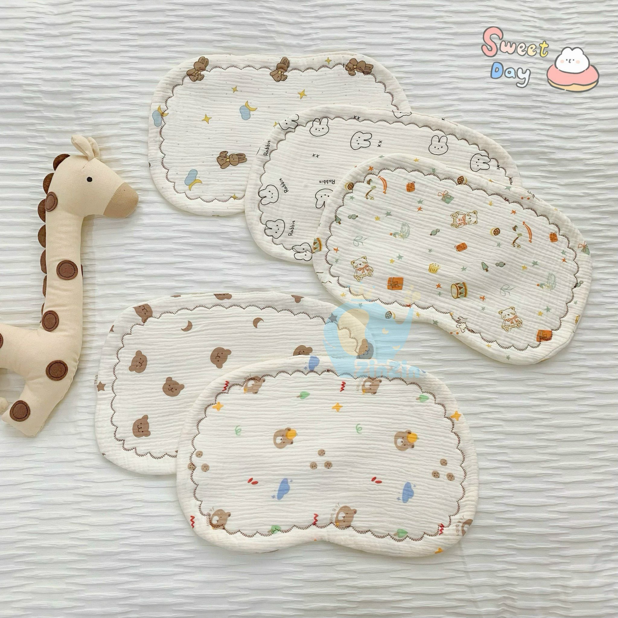 Mô tả Gối Lót đầu Xô Muslin cao cấp trần bông dày dặn, mềm mại, êm ái cho bé - 11