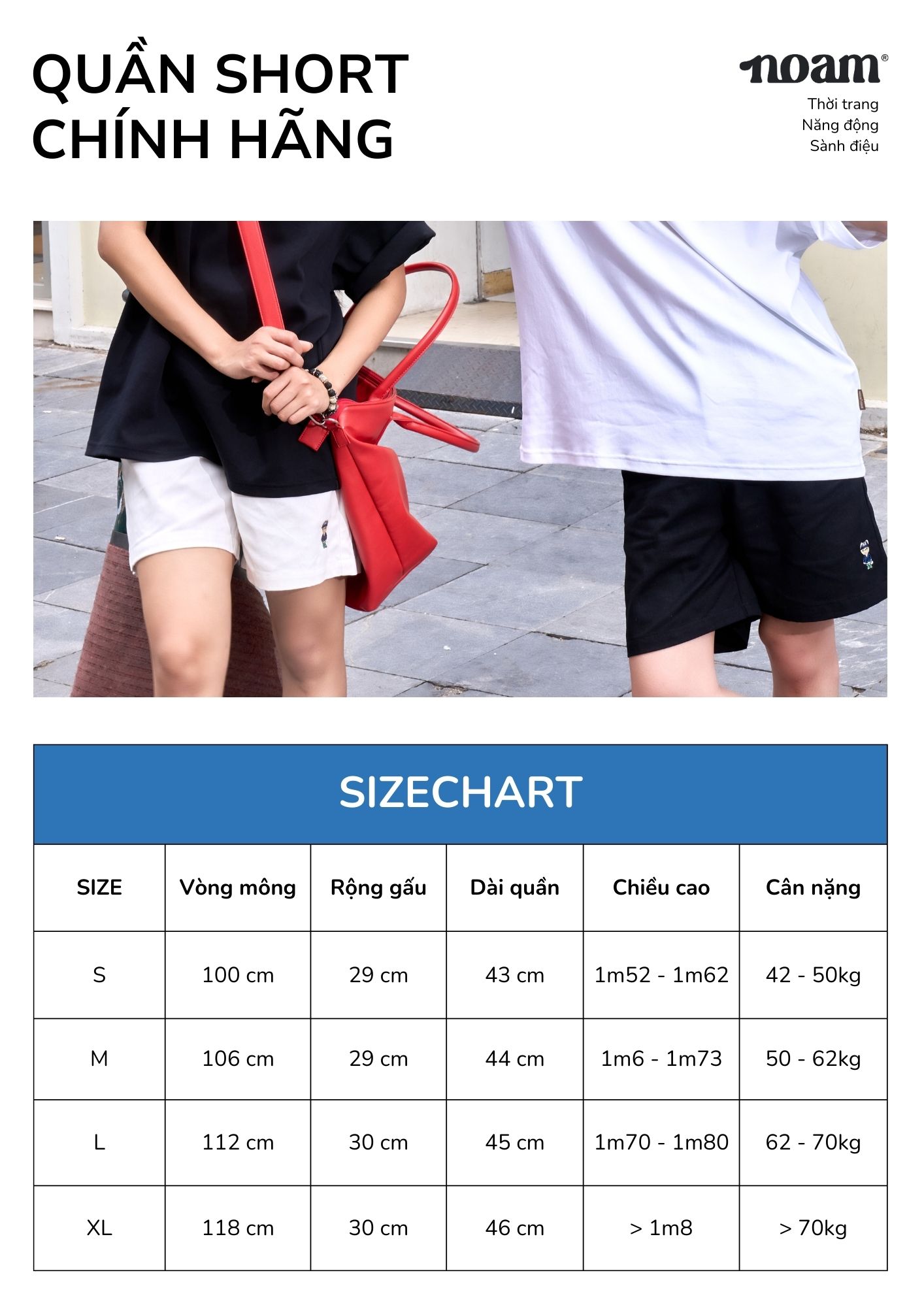 Mô tả Quần Short Kaki Unisex NOAM Original Fox - Màu Nâu/ Hồng/ Xanh Dương - 1