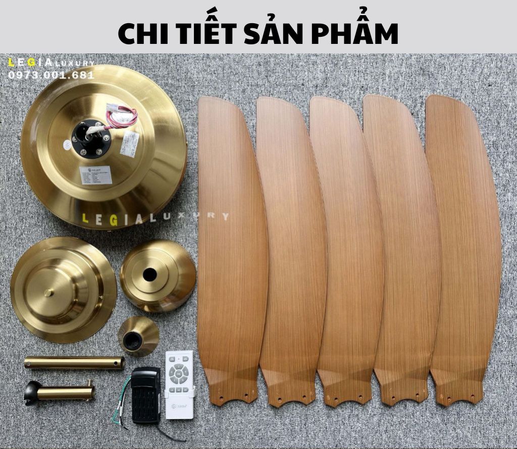 Mô tả Quạt trần MẠ VÀNG 24K LGFAN869 | Quạt trần hiện đại đẹp VIP LUXURY 2025 - 4