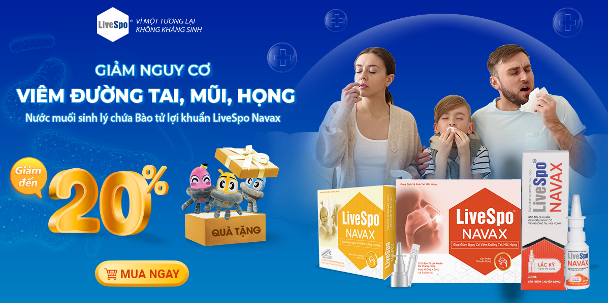 Mô tả Xịt mũi, họng giảm nghẹt mũi, viêm mũi - Livespo Navax chuyên dụng chứa Bào tử lợi khuẩn (Hộp 10ống) - 1