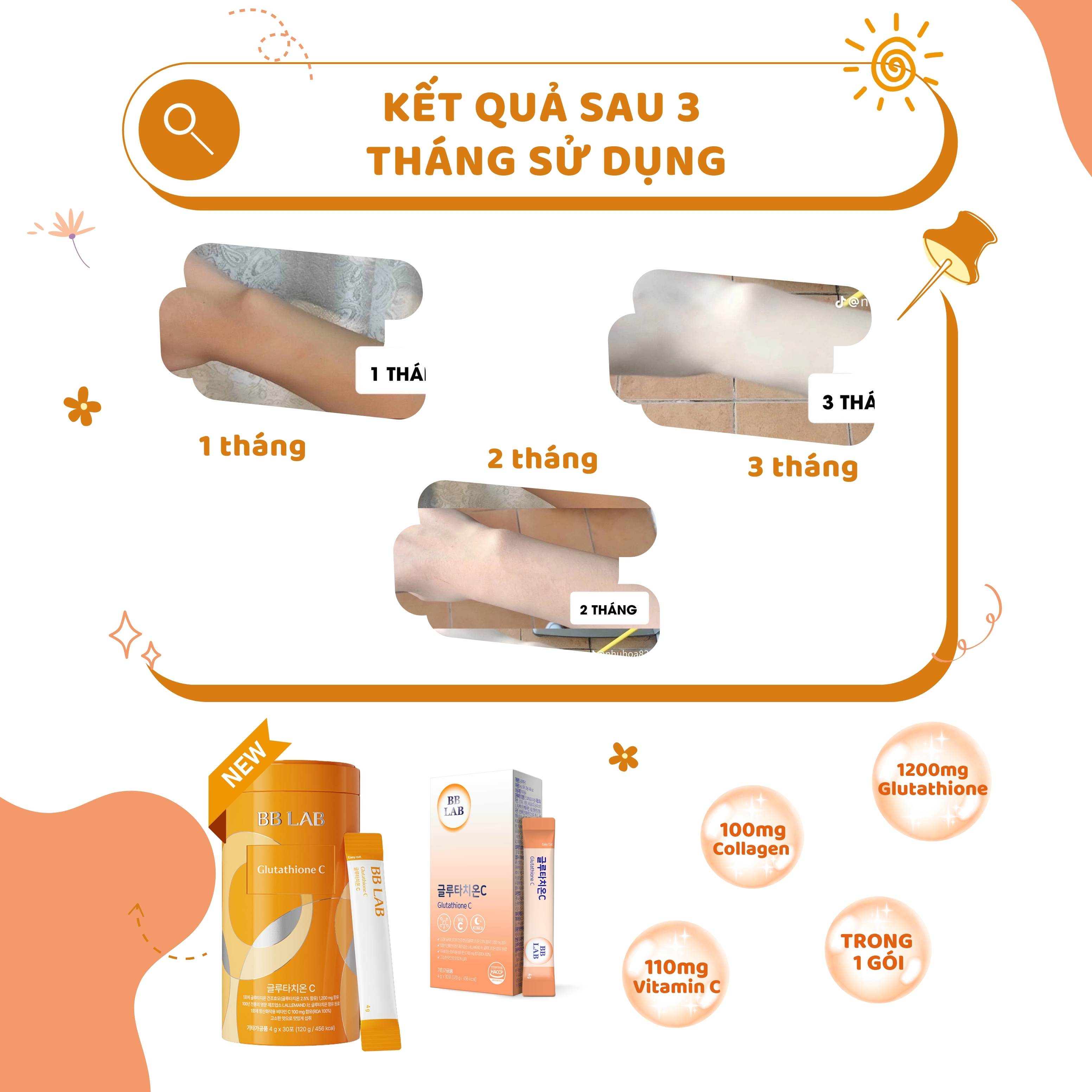 Bột uống BB LAB Glutathione Vitamin C - Cam kết