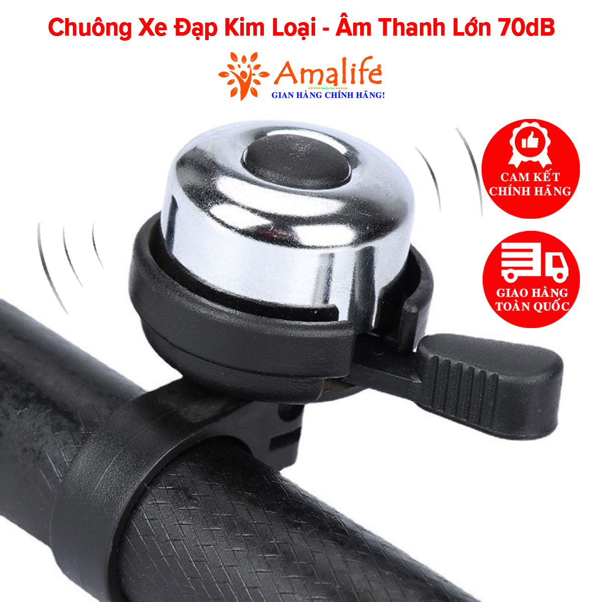 Mô tả Chuông Xe Đạp Kim Loại Âm Thanh Lớn 75dB Lắp Mọi Dòng Xe Đạp Chính Hãng Amalife - 1