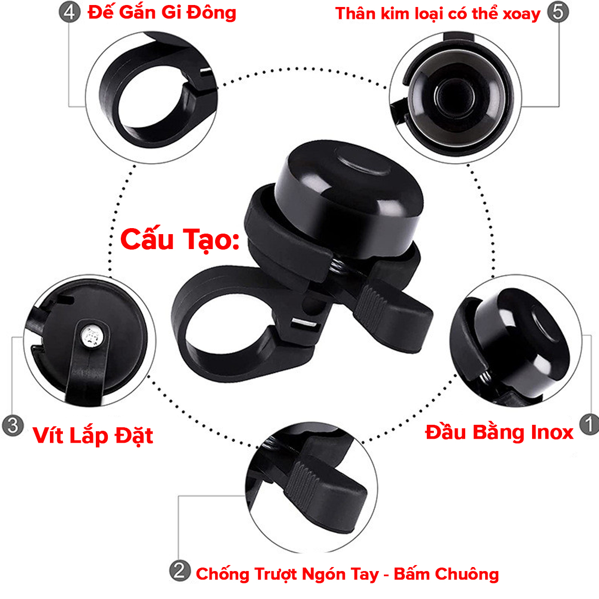 Mô tả Chuông Xe Đạp Kim Loại Âm Thanh Lớn 75dB Lắp Mọi Dòng Xe Đạp Chính Hãng Amalife - 6