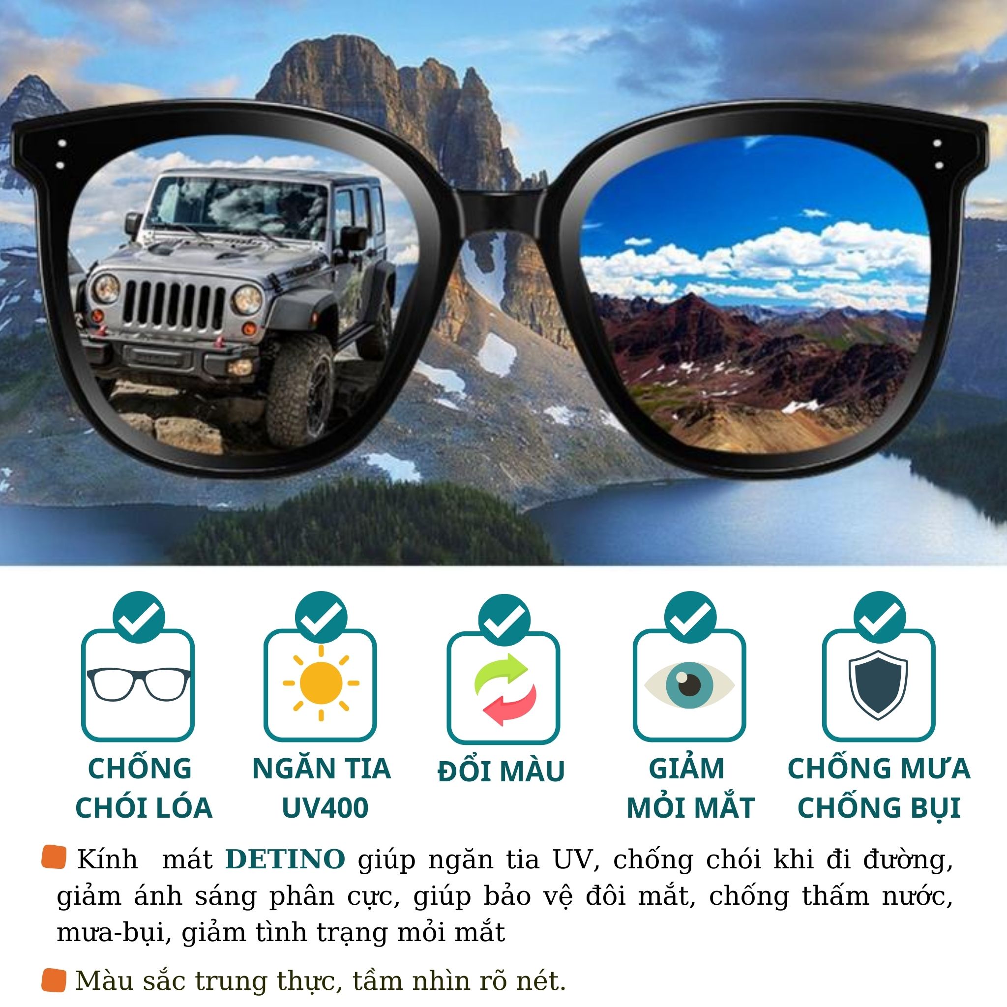 Kính râm nam nữ đổi màu,mắt kính mát đen-trà thời trang gọng vuông tròn ...